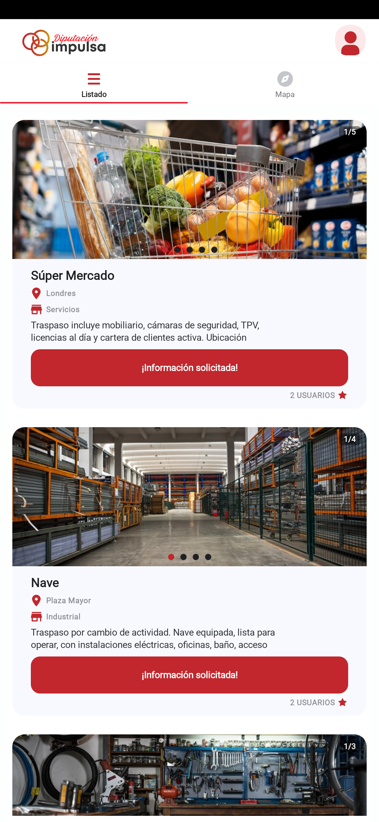 Listado de negocios